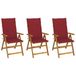 vidaXL Fauteuils de jardin 8 pièces avec coussins, acacia massif, rouge