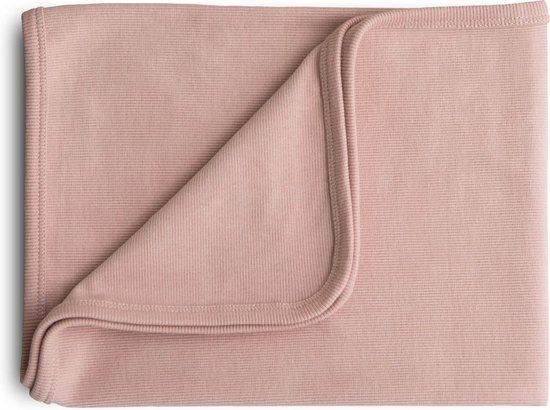 Mushie Wiegdeken Ribbed Baby Blanket - Blush