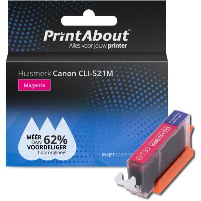 PrintAbout Huismerk | CLI-521M Magenta Inktcartridge | Compatibel met Canon