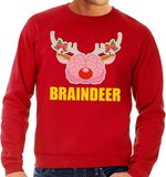 Bellatio Decorations Bol Foute kersttrui / sweater braindeer rood voor heren L