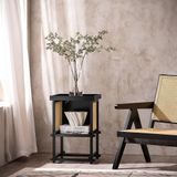 SoBuy Table de conférence, meuble de rangement avec éléments en bambou, noir, moderne, modèle HFBT03-SCH