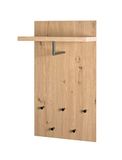 HAKU Wandkapstok eiken, zwart, MDF, metaal - Maat: B 48 cm x H 90 cm x D 31 cm, Stijl: Modern