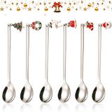 Unyqoos® Set de 6 cuillères festives en acier inoxydable avec décoration de Noël