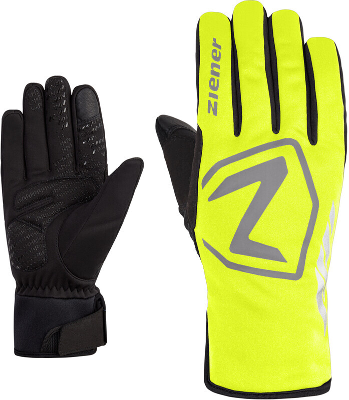 Ziener Daqua Aqua Shield Touch Fietshandschoenen, geel/zwart