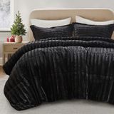 Madison Park Modern Down Alternatief Vullen Gezellig Bedding, Doos Gewatteerde Warme Dekking, Bijpassende Schaamte, Polyester, Zwart, Koning