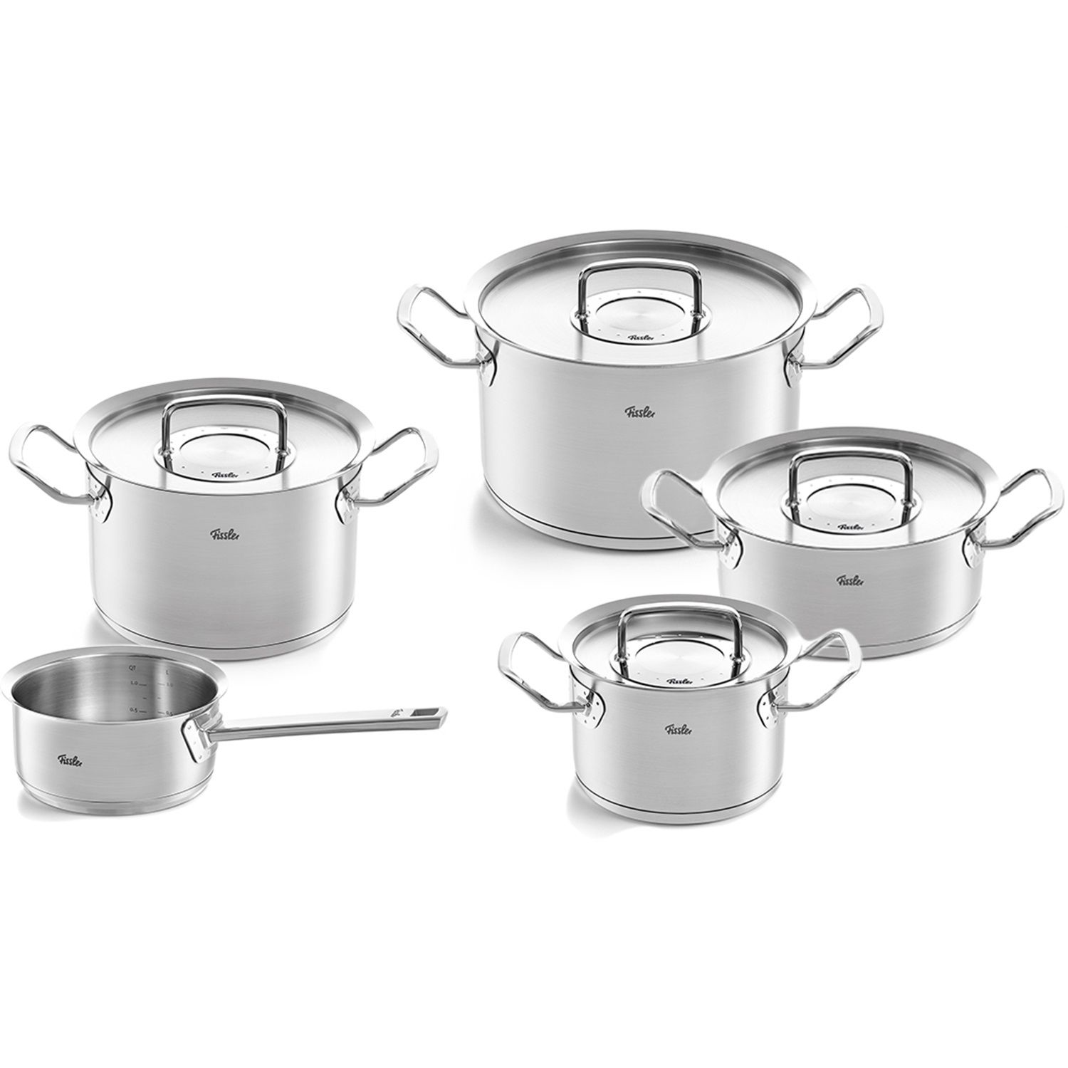 Fissler pure-profi collection pannenset met steelpan en rvs deksels, 5-delig
