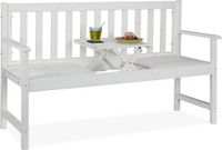 Merkloos Relaxdays Tuinbank met tafel - 3-zits - Hout - Wit - 90 x 152 x 56 cm