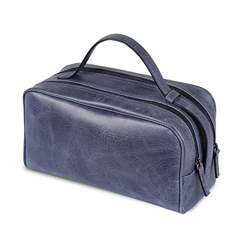 Londo Duple-Compartment Genuine Leather Travel Bag (NavyBlue)