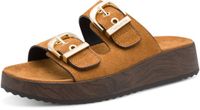 Tamaris - Dames - Muiltjes - Bruin - Sleehak - Textiel - Rubber - 5-7 cm - Maat 38