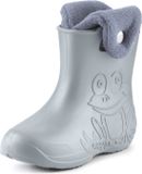 Ladeheid Bottes de pluie pour enfants - Caoutchouc - avec doublure intérieure – EVA - Doublure intérieure lavable – Gris-1 -32/33