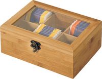 Kesper Theedoos - bamboe - 6 vakken - 16 x 22 x 9 cm