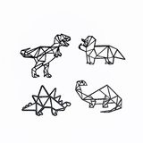 Homemania HOMESRV-42 wanddecoratie - muurkunst - dinosaurussen - voor kinderen - zwart op metaal, 55 x 1,5 x 40 cm