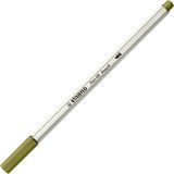 STABILO Pen 68 Brush viltstift met penseelpunt - 10 stuks - Modder groen