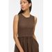 VILA katoenen jacquard midi jurk - donkerbruin