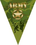 Merkloos / Sans marque Leger Army camouflage thema vlaggetjes - vlaggenlijn - groen - 5 meter - versiering - Soldaten - Militairen - kunststof