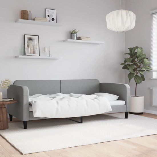 vidaXL Slaapbank 90x200 cm stof lichtgrijs