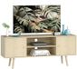 Homcom meuble TV - Panneau de particules - 120x34x50cm - Bois naturel