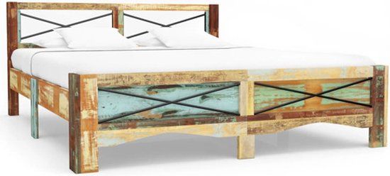 vidaXL Bedframe massief gerecycled hout 160x200 cm
