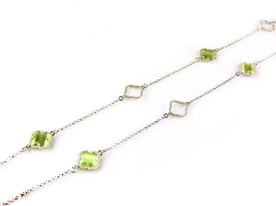 model Fiori open klavers collier in zilver groene klavers