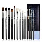 Jessup Eye Makeup Brushes Set Professional Blending Brush for Eyeshadow 13pcs Premium Synthetic Black T338