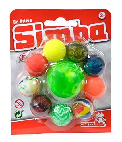 simba 107353229 - springballen in set 10 stuks, 9 x 27 mm ballen, 1 x 45 mm bal, vanaf 3 jaar