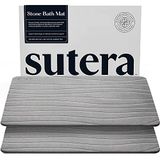 SUTERA - Stenen badmat, diatomeeënaarde douchemat, antislip, super absorberende sneldrogende badkamervloermat, natuurlijk, gemakkelijk schoon te maken (23,5 x 15 grijs, 2 stuks)