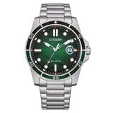 Citizen Sporty Marine AW1811-82X Heren Horloge - Staal - Zilverkleurig - Groene Wijzerplaat - Ø 41 mm