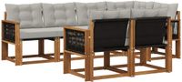 vidaXL - Hoek loungeset - 7 zitplekken - Naturel en lichtgrijs - Acacia hout
