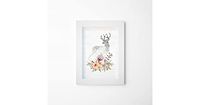 Homemania Afbeelding met lijst, natuur, dieren, bloemen, hertendecoratie, muurkunst, woonkamer - meerkleurig van polyester, MDF, 30 x 3,6 x 40 cm
