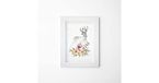 Homemania Afbeelding met lijst, natuur, dieren, bloemen, hertendecoratie, muurkunst, woonkamer - meerkleurig van polyester, MDF, 30 x 3,6 x 40 cm