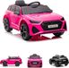 Audi Voiture électrique pour enfant - "Audi RS6" - sous licence - batterie 12V7AH et 2 moteurs - 2.4Ghz + MP3 + sellerie en cuir + semelle EVA - rose/rose clair
