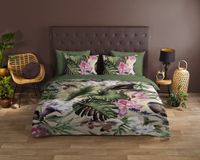 Good Morning dekbedovertrek bladeren - 1 persoons 140x200/220 cm - Groen - 100% Katoen renforcé