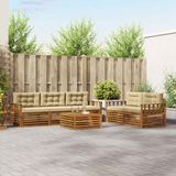 vidaXL - Buiten - bank - set - 6 - st - Natuurlijk - en - Beige