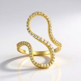 Cavill - Zilveren Ring Verguld 925 Sterlingzilver - Tanzanische Zirkonen 0,63 Ct - Golvend Pavé Design - Elegante Ring Dames
