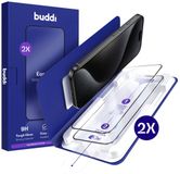 Buddi 2-Pack Screenprotector Geschikt voor iPhone 15 Pro Max - Easy Fit Tempered Glass met Installatietray