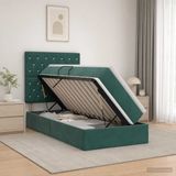 vidaXL - Bed met opbergruimte en matras - Donkergroen - 90 x 200 cm - Fluweel