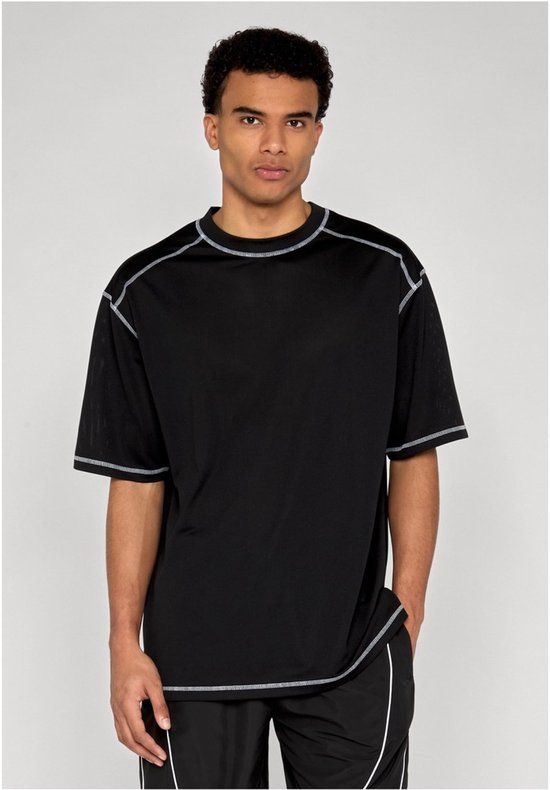 Urban Classics Oversized Closehole Mesh T-shirt Heren Oversized T-shirt - zwart - L