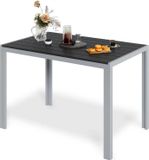 Table de jardin - Table à manger d'extérieur - Cadre en aluminium - Lattes 9,5 x 7 cm - 110 x 70 x 73 cm - Convient pour 6 personnes - Gris