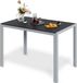 Table de jardin - Table à manger d'extérieur - Cadre en aluminium - Lattes 9,5 x 7 cm - 110 x 70 x 73 cm - Convient pour 6 personnes - Gris