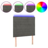 VidaXL Hoofdbord Donkergrijs Polyester/Hout 900x50x780-880 mm met LED strip