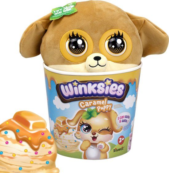 Top1Toys Silverlit Winksies Caramel Puppy - Interactieve knuffel in een ijsbeker