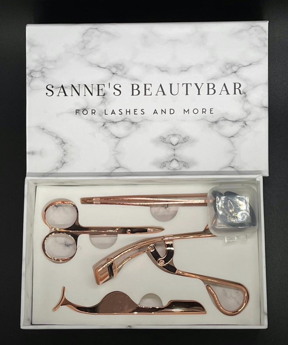 Sanne's Beautybar Wimperpincetten set - wimperkruller - schaartje - plakwimpers - pincet - wimpertools - wimper set - rose