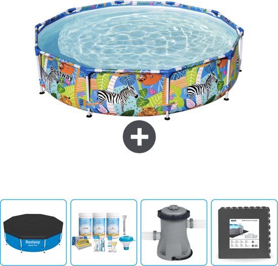Bestway Rond Steel Pro Zwembad - 305 x 66 cm - Jungleprint - Compleet Pakket