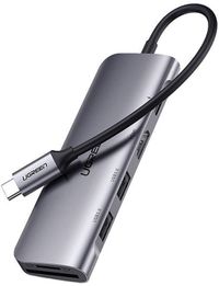 Ugreen CM195 - 6-in-1 USB-C HUB Adapter - HDMI - USB-A 3.0 - USB-C PD - SD/TF Lezer - Grijs