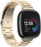 Strap-it Stalen schakel bandje - horlogeband metaal geschikt voor Fitbit Versa 4 / Sense 2 - champagne goud