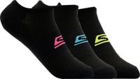 Skechers 3pk Womens Microfiber Non Terry No Show Sokken Zwart Maat 37-41