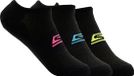 Skechers 3pk Womens Microfiber Non Terry No Show Sokken Zwart Maat 37-41