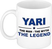 Bellatio Decorations Naam cadeau Yari - The man, The myth the legend koffie mok / beker 300 ml - Donkerblauw - Keramiek