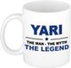Bellatio Decorations Naam cadeau Yari - The man, The myth the legend koffie mok / beker 300 ml - Donkerblauw - Keramiek