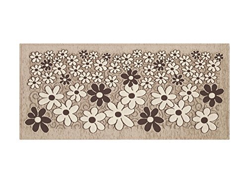 BIANCHERIAWEB Keukentapijt, antislip, wasbaar, keukenloper, 55 x 140 cm, bloemenpatroon, taupe, keukentapijt, Made in Italy, tapijtloper, wasbaar en strijkbaar